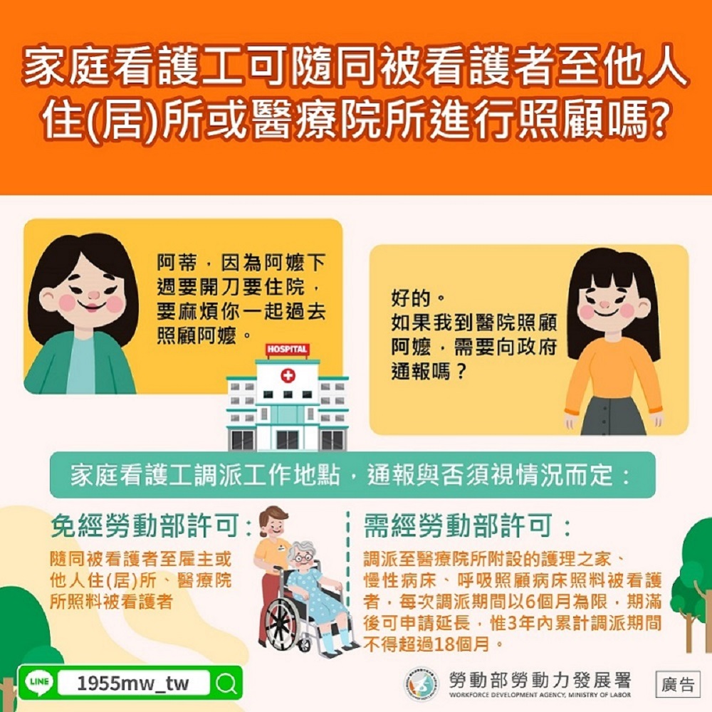 家庭看護工調派工作地點